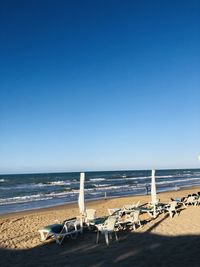 Scenic view of beach against clear sky