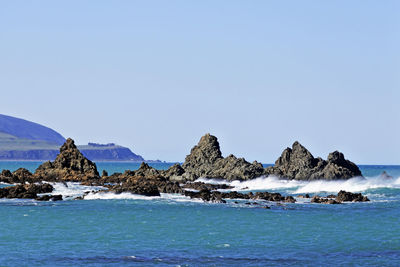 Scenic view of sea against clear sky