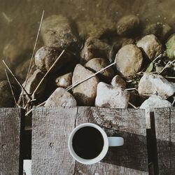 Coffee cup on table