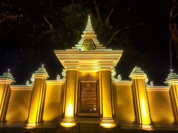 Low angle view of temple at night