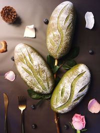 High angle view of vegetables on table