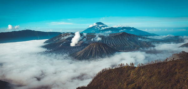 Panoramic view of snowcapped mountain