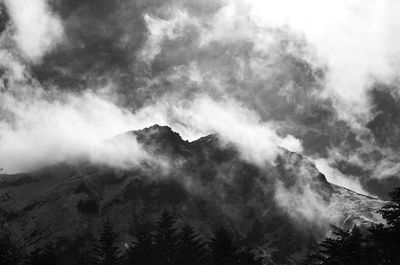 Low angle view of mountains against sky