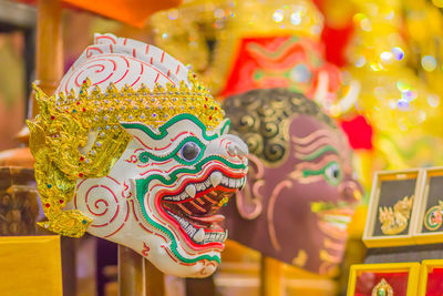 Close-up of multi colored candies for sale in market