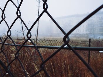 Chainlink fence seen through chainlink fence