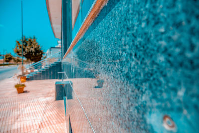 Close-up of wall at swimming pool 