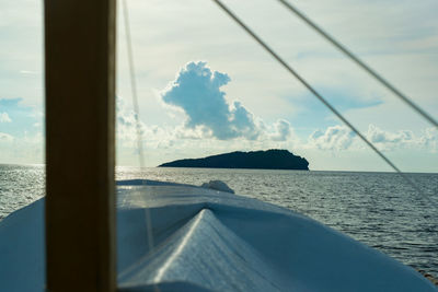 Scenic view of sea seen through window