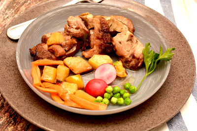 Close-up of meal served in plate