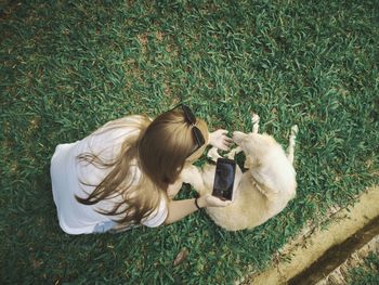 Man lying down on grass