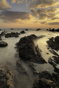 Scenic view of sea during sunset