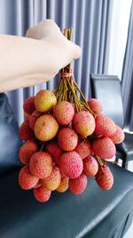 Close-up of strawberries on table