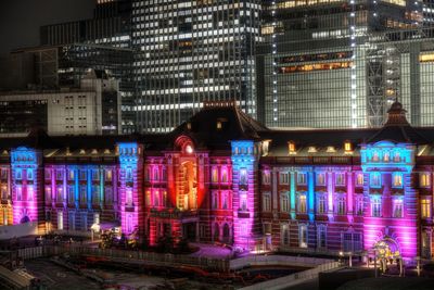 Illuminated city at night