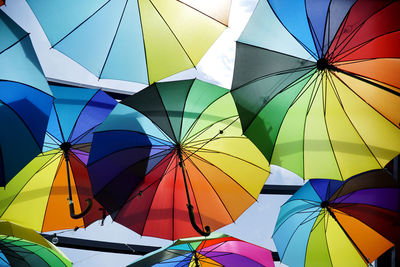 Low angle view of multi colored umbrella