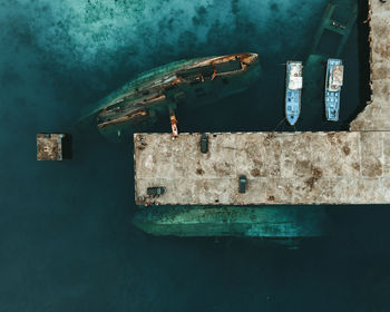 Close-up of rusty metal boat