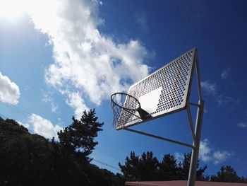 Low angle view of basketball hoop against sky