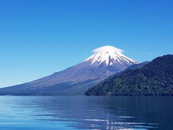 Low angle view of snowcapped mountain against sky