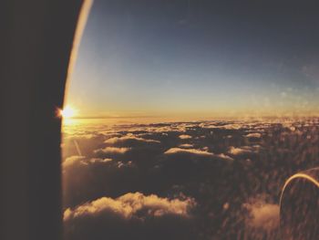 Aerial view of cloudscape against sky during sunset