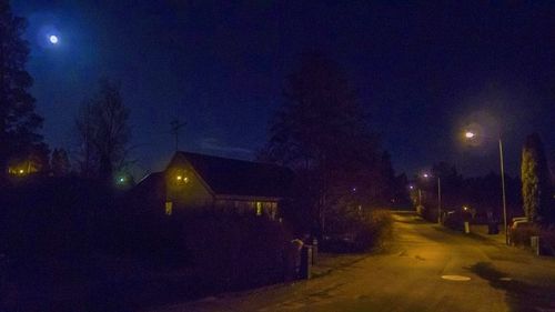 Illuminated street light at night