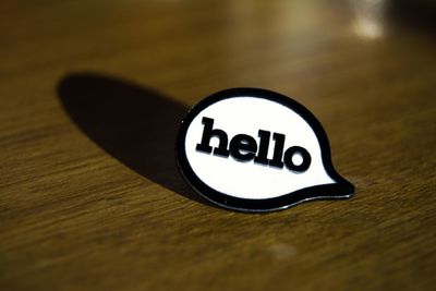 Close-up of text on table