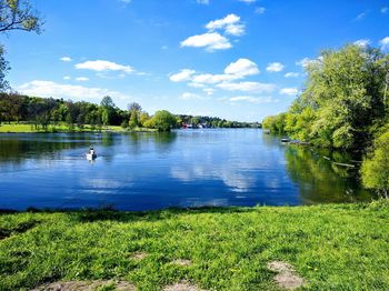 Scenic view of lake against sky