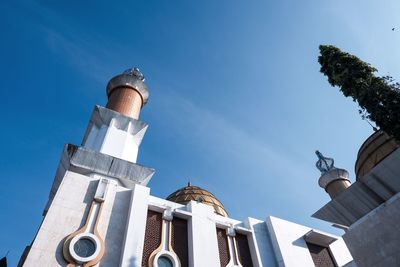 Low angle view of traditional building against blue sky