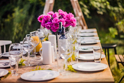 Flower vase on table