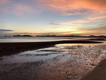 Scenic view of beach during sunset