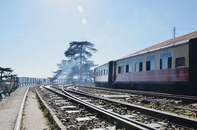 Railroad tracks on railroad station platform