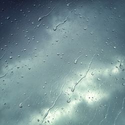 Full frame shot of raindrops on window