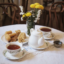 High angle view of food on table