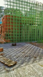 Metal grate in greenhouse