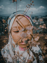 Close-up of girl wearing hijab