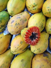 Papayas for sale at market stall
