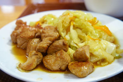 Close-up of meal served in plate