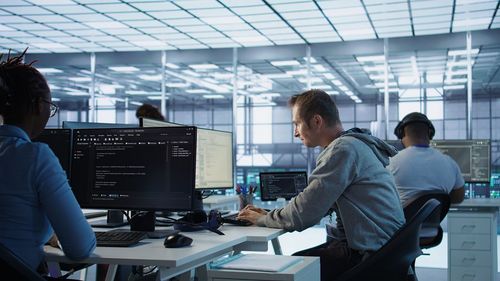 Business colleagues working at office