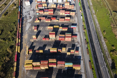 High angle view of railroad tracks