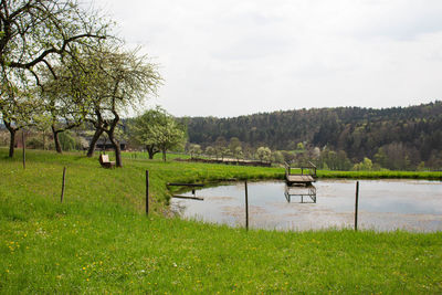 Scenic view of lake against sky