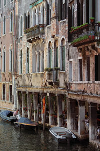 Facade of buildings and canal in venice