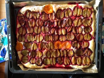Directly above shot of bread on tray