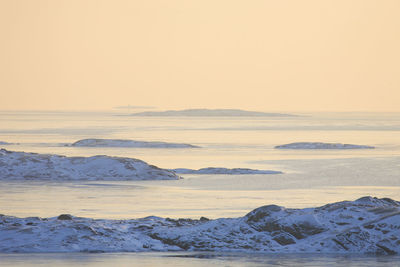 Winter coast at sunset