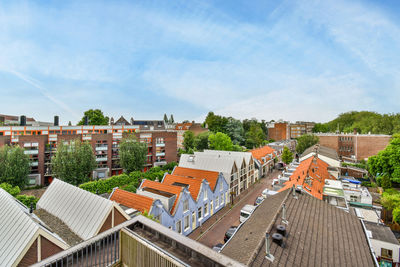 High angle view of townscape against sky