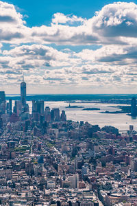 High angle view of cityscape against sky