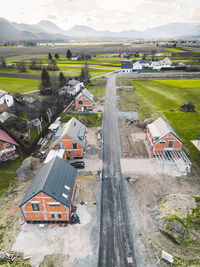 High angle view of buildings in city