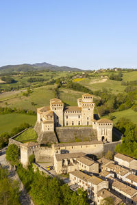 Amazing medieval castle view in the town of torrechiara