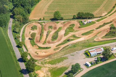 High angle view of road passing through landscape