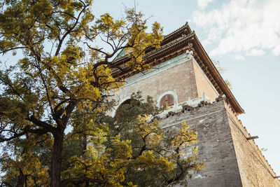 Low angle view of traditional building against sky