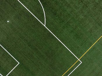 High angle view of soccer field