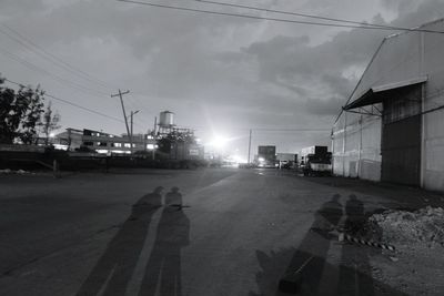 View of road along buildings
