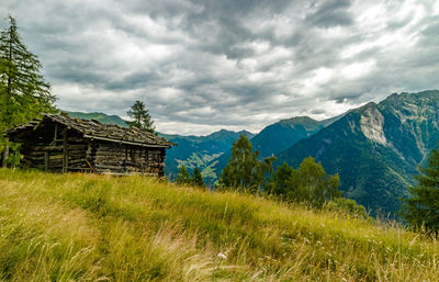 Scenic view of landscape and mountains against sky