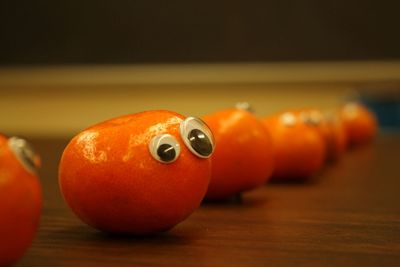 Close-up of orange pumpkins on table